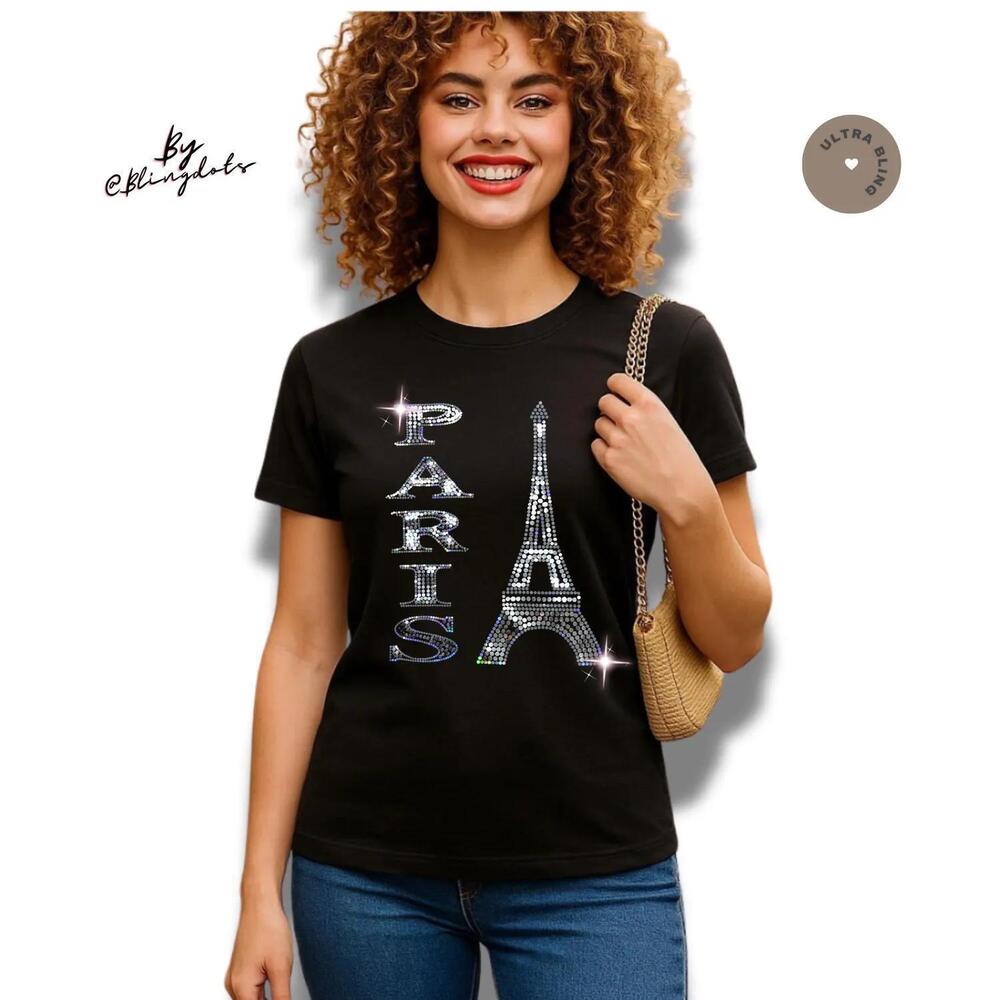 Paris Love Bling Shirt For Women Glitter Sequin Tank Top